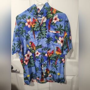 Carribean Hawaiian Shirt Tropical Parrot Mens Medium
